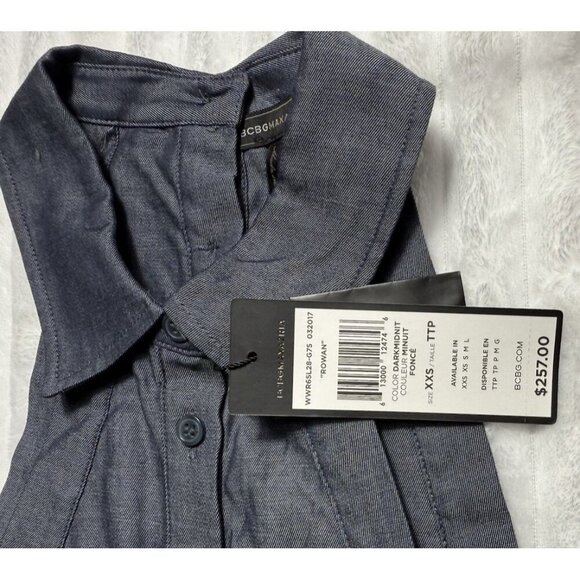 NWT BCBG MAXAZRIA SIZE XXS ROWAN COLD-SHOULDER SHIRT DRESS WWR65L28 MSRP $257 - Picture 3 of 16